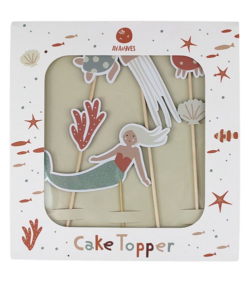 Cake Topper aus Papier "Meerjungfrau" - 4-teilig