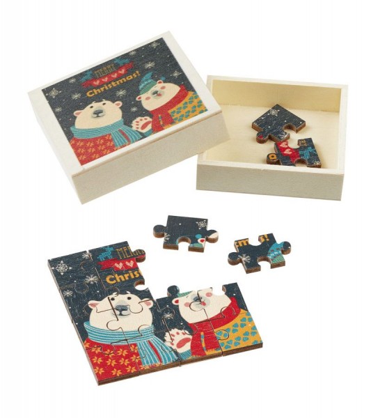 Mini Puzzle "Eisbären" - 6 cm - 16-teilig