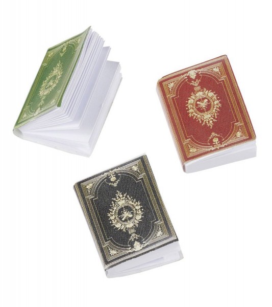 Bücher mit weißen Seiten - 1,6 x 2,1 cm - 3 Stück