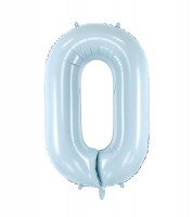 Folienballon Zahl 0 - matt hellblau - 86 cm