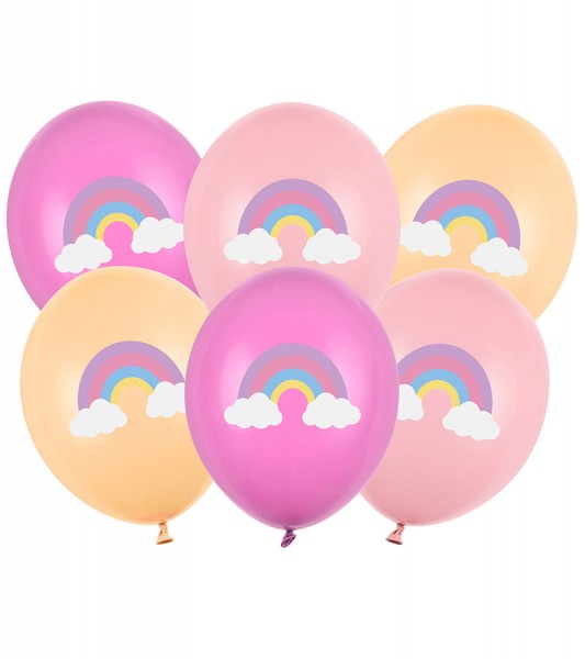 Luftballon-Set "Regenbogen" - Farbmix Pink - 6-teilig