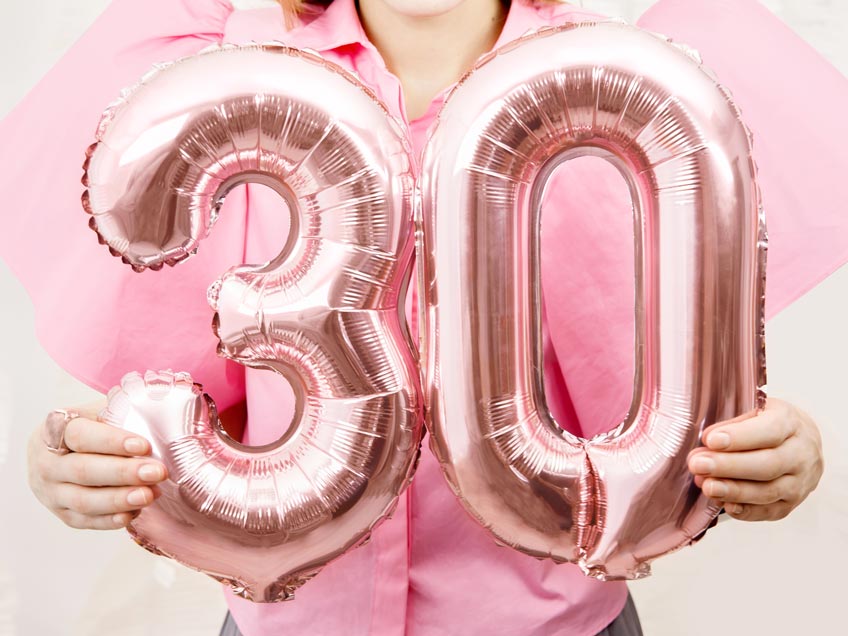 Eyecatcher auf dem 30. Geburtstag - Zahlen-Folienballon in Rosegold