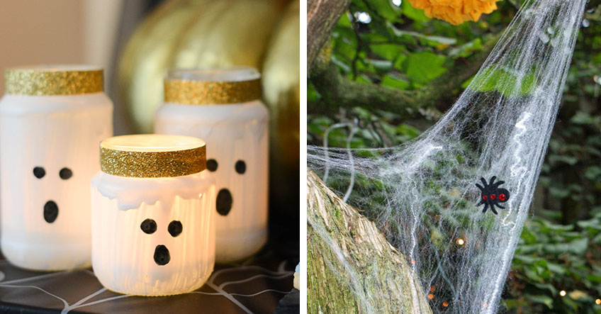 Mach deine Veranda halloween-fertig mit selbstgemachten Geisterlichtern und Spinnweben, rechts (c) bunt.lecker.kreativ