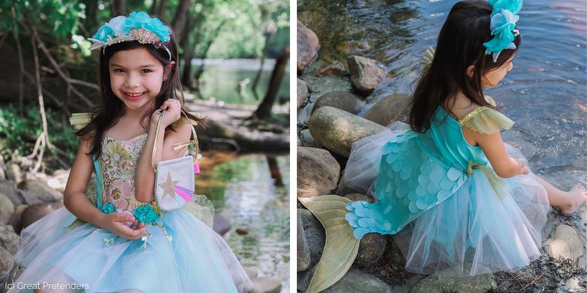 Meerjungfrauen-Kostüm Kleid mit Flosse für 5-6 Jährige (c) Great Pretenders
