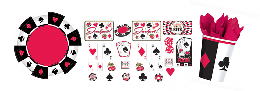 Für Gambler und Wetteifrige - Partydeko im rotschwarzen Casino-Design