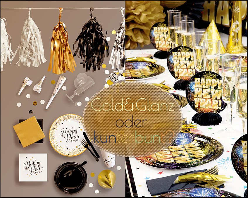 Gold und Glanz oder kunterbunt? Mit welcher Silvesterdeko feiert ihr?