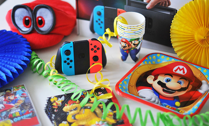 Mit der Nintendo Switch und Deko mit Super Mario lässt sich ein heldenstarker Geburtstag feiern