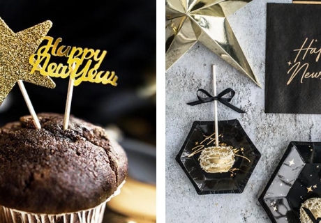 Dein Tisch zu Silvester wird in Schwarz und Gold unglaublich stilvoll aussehen